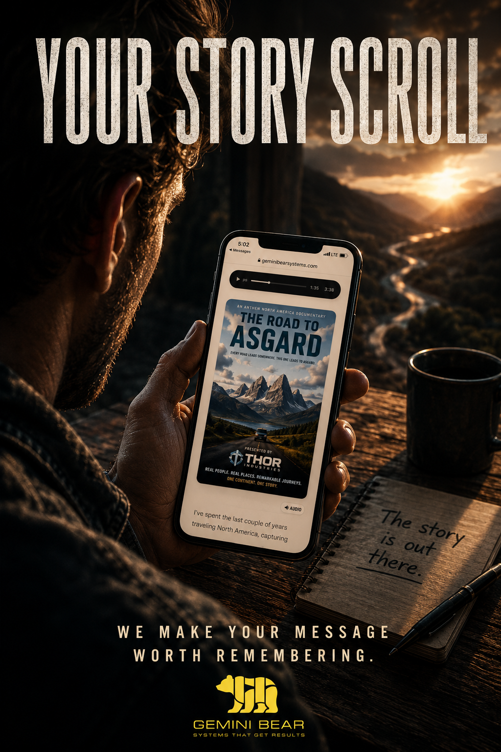 Your Story Scroll — Communication Platform poster from Gemini Bear Systems